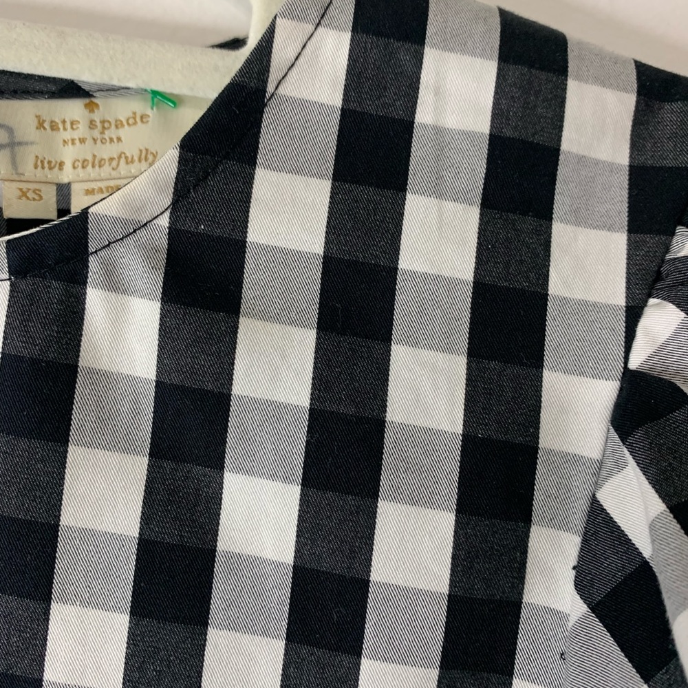Kate Spade New York Gingham Flutter Sleeve top SZ xs - Picture 5 of 7